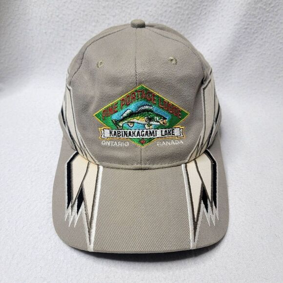 Vintage Pine Portage Lodge Hat Cap Beige Men's One Size Strapback Kabinakagami - Picture 1 of 9